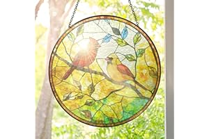FLAGWIX Red Cardinal Gifts for Women Men - Stained Glass Window Hanging 8 in - Sun Catchers Indoor Window for Home Decor, Sympathy Bereavement Cardinal Memorial Gift Ideas