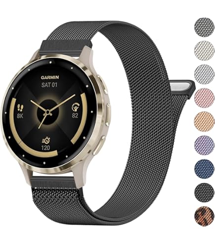TRUMiRR Reservearmband voor Garmin Vivoactive 3, Venu, Forerunner 245/645 Music – 20 mm horlogeband van geweven roestvrij staal, Metaal