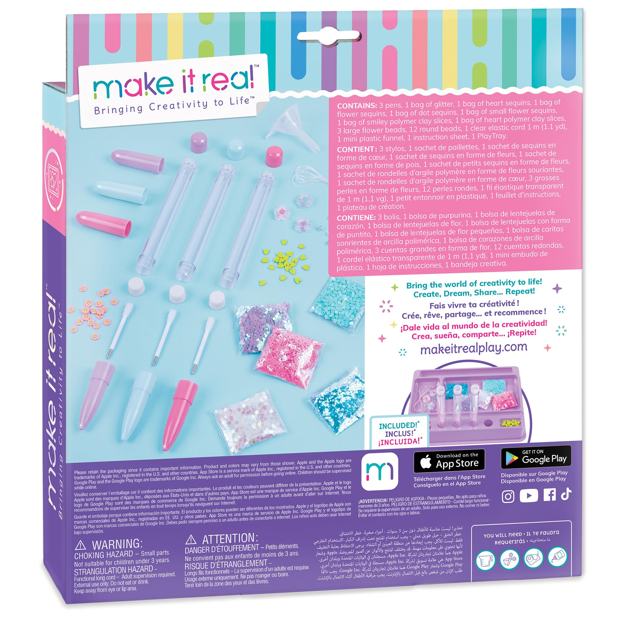 Make It Real DIY Floaty Pens Kit - Create 3 Sparkly, Customizable Pens with Glitter & Charms - Fun Craft for Tweens, Girls & Kids Ages 8+ -Mess-Free Creative Activity Great Gift for Artistic Kids