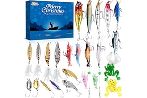 SPRINGFLOWER Fishing Advent Calendar 2025, Fishing Lure Advent Calendar 2025, Advent Calendars 2025 Adult for Men, 24 Days Fishing Lures Set, Christmas Gifts for Men Teen Boys Dad Husband
