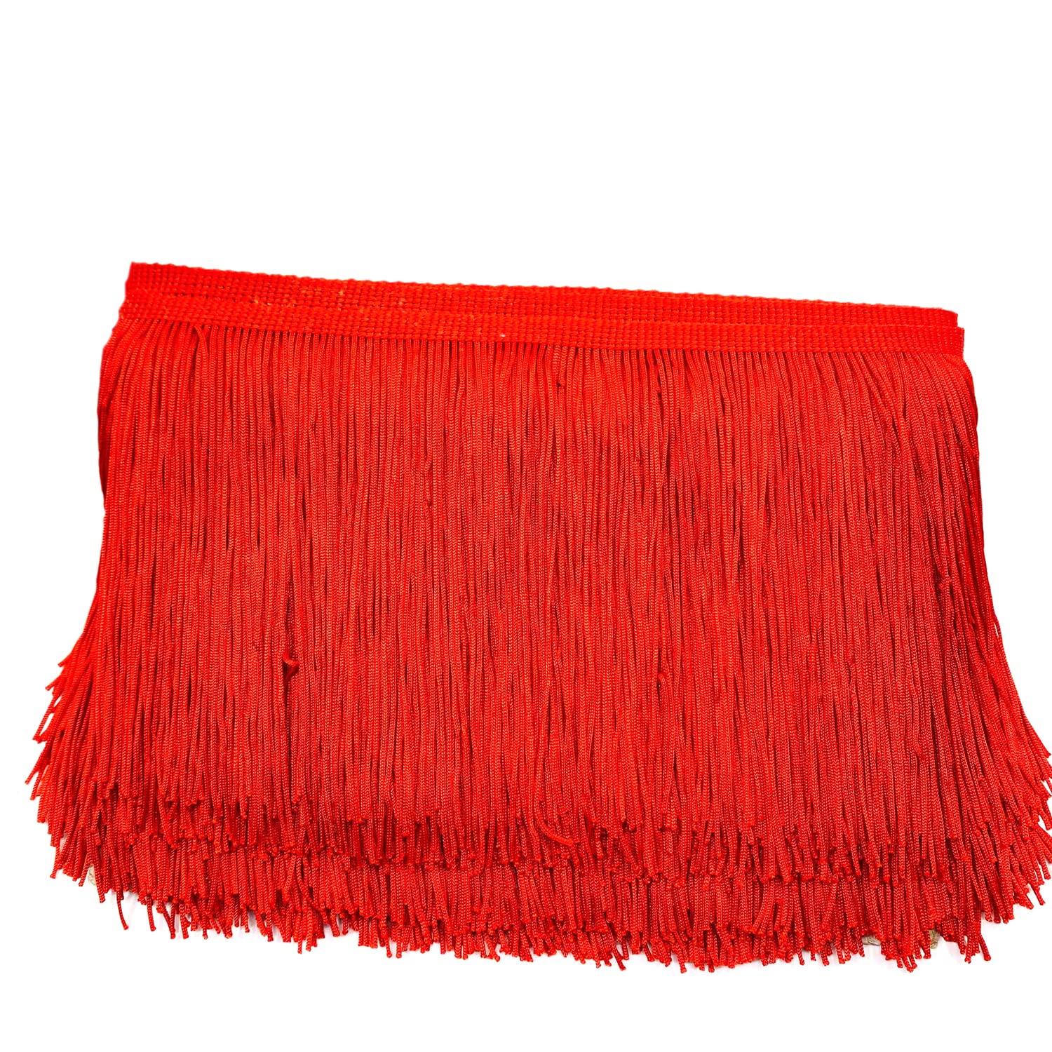 15 cm x 4 m Fringe Border Fringe Tape Decorative Ribbon Dance Fringe Cut Fringe Silk Tassel Fringe Trimming Ribbons for Sewing, DIY Crafts, Clothing, Lingerie, Costumes, Curtains Decoration, Red A