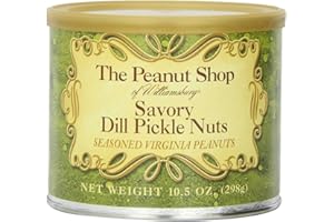 The Peanut Shop of Williamsburg Dill Pickle Flavored Peanuts, Extra Large Virginia Nuts, Gluten-Free - 9 Oz Tin
