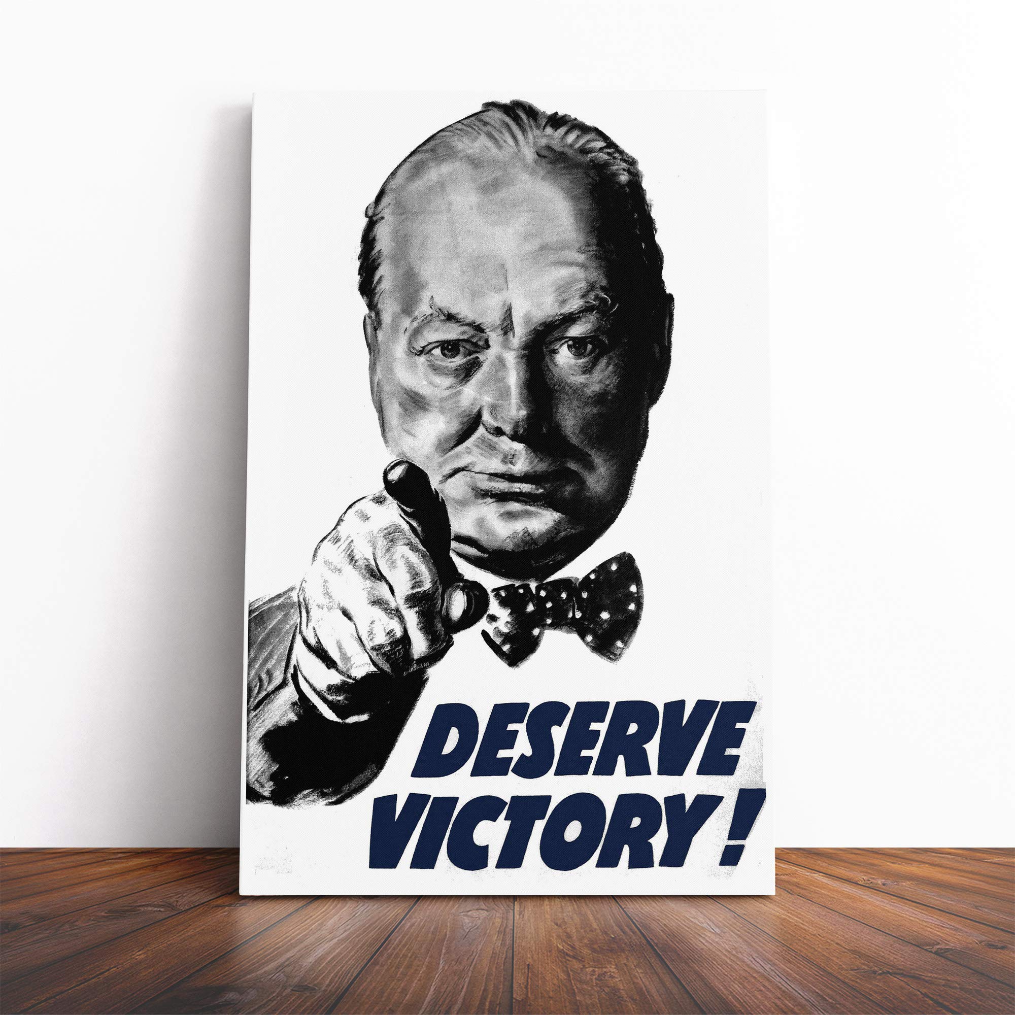 Winston Churchill War Poster Canvas Print | Gallery Wrapped 30mm Frame Wall Art | 20x14 inches | Ready to Hang | Modern Picture | Living Room Bedroom Lounge Office