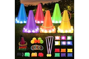 VOD VISUAL 42PCS Carnival Games for Kids with LED Light,Obstacle Course Game Set - Ring Toss Game, Bean Bags, Cones - Outdoor Toys for Toddlers, Children's Indoor Play,Kids Party Cornhole Set, Lawn Games