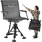 VEVOR Hunting Chair, 360° Silent Swivel, Foldable Portable Blind Chair, Heavy-Duty Steel Frame Ground Stool Seat,with Armrest