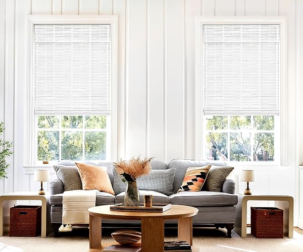 LAZBLINDS NO TOOLS NO DRILL CORDLESS BAMBOO ROMAN SHADES, LIGHT FILTERING WINDOW TREATMENT, ROLL UP BAMBOO BLINDS FOR WINDOWS 23” W X 64” H, WHITEWASH T