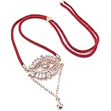 SIFRIMANIA Gold Evil Eye Hamsa Charm Necklace for Women Sliding Adjustable Versatile Cord (Red Cord)