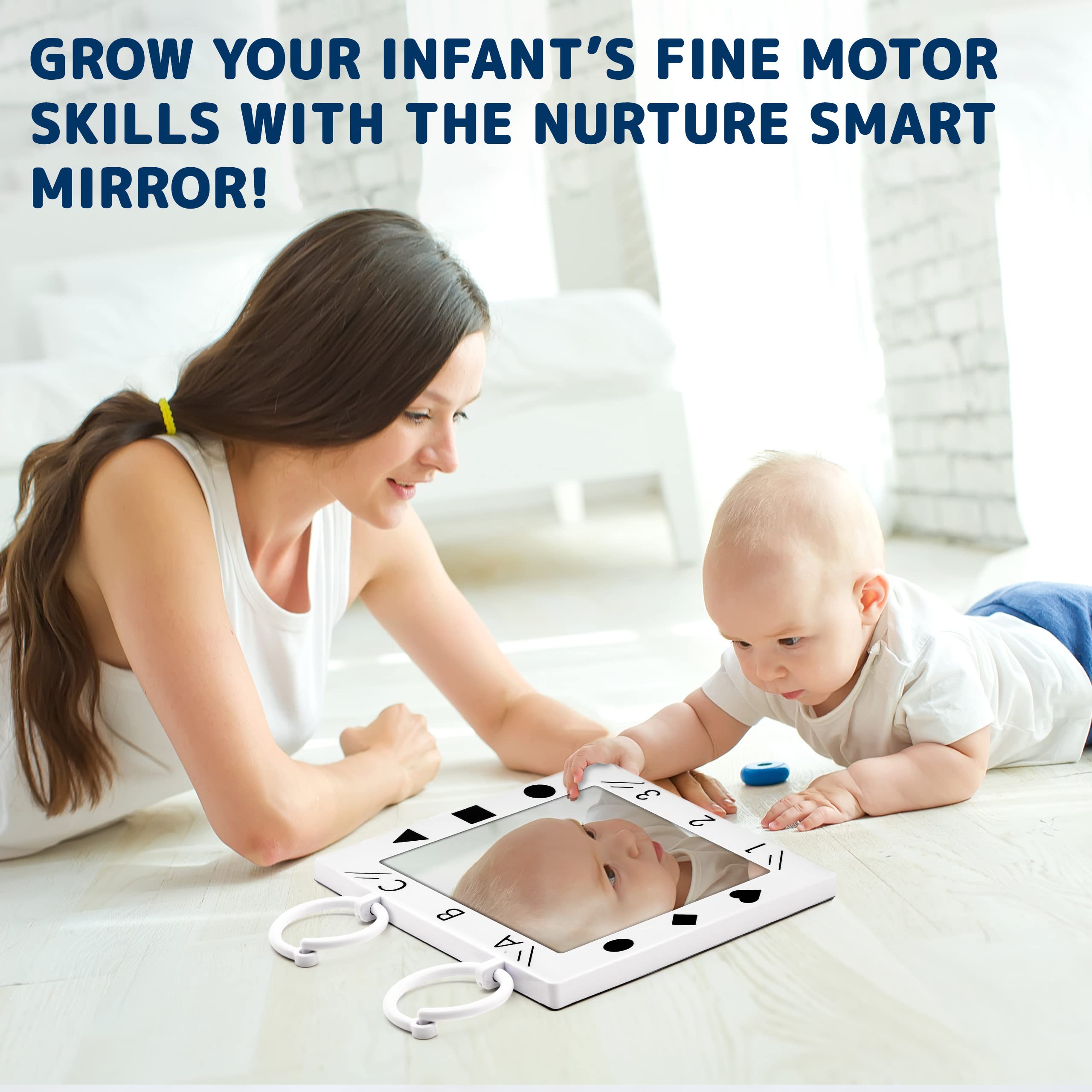 Baby Mirror, Doctor Designed Large Crib, Floor or Wall Mirror for Babies - High Sensory Toys for Babies - Promotes Vision and Brain Development - Crib Toys for Infants - Safe Tummy Time