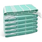 Eliamo Turkish Beach Towel Set of 6 Beach Towels Cotton Quick Dry Sand Free 36 x 71 inch Turkish Towel Oversized Lightweight Beach Towels Teal