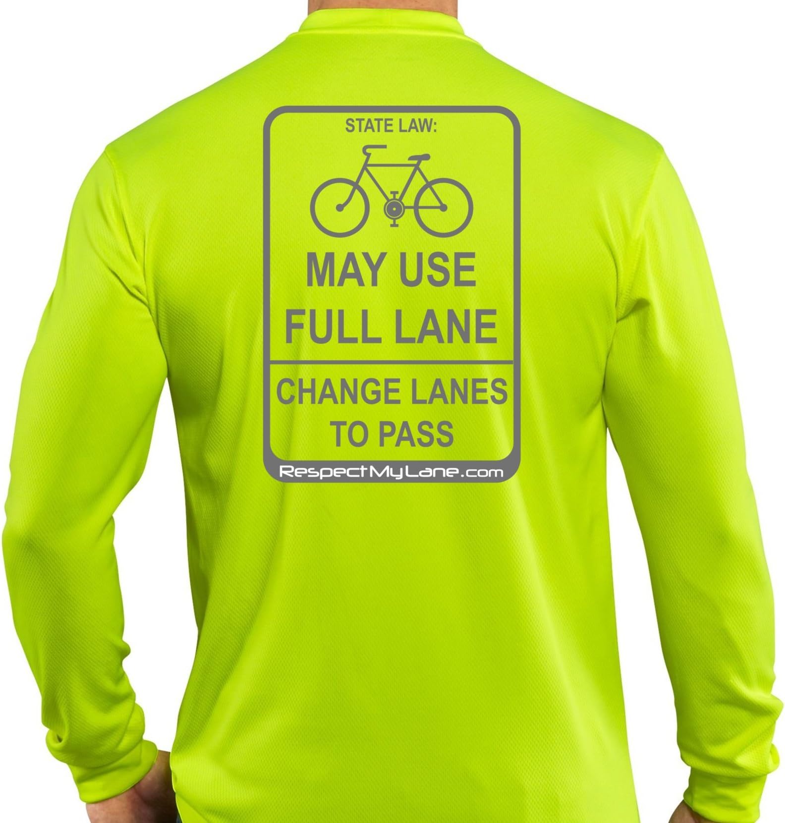 Respect My Lane Reflective Long Sleeve Cyclist May USE Full Lane Cycling Jersey