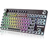 Wireless Typewriter Keyboard Mechanical TKL, 2.4G/BT5.0/Wired WM87 Retro Vintage Gaming Keyboard Typewriter Style with Punk R