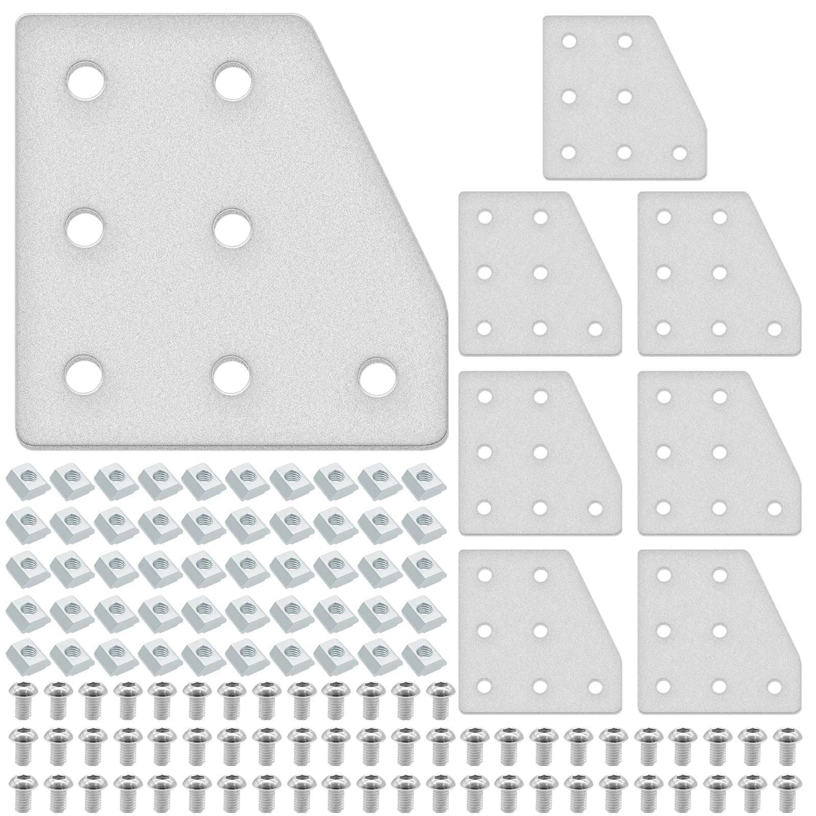 IMETRX 8pcs 2040 L Corner Bracket Joining Plate T Slotted Accessories 7-Hole 2040 Hardware Connector 2040 with T Nuts and Screws Silver