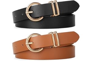 VONMELLI 2 Pack Kids Leather Belts for Girls Fashion O-Ring Buckle belts for Teen Girls Jeans school uniforms