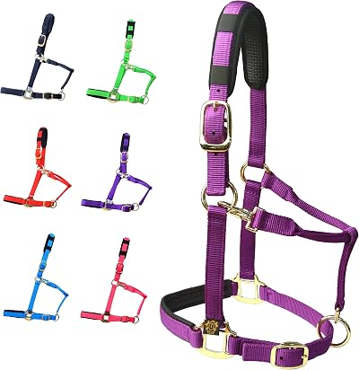 T TEKE Adjustable Horse Halter Heavy Duty Nylon Padded with Waffle Neoprene