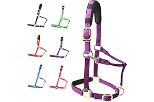 T TEKE Adjustable Horse Halters by Heavy Duty Soft Nylon, Padded with Anti-rubbing Waffle Neoprene on Both Crown & Nose