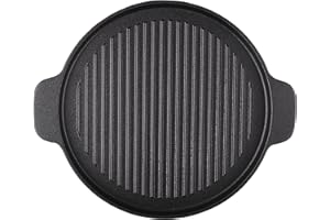 CUKOR Cast iron Grill Griddle,Grill Pan for Indoor Cooking,Stove Top Griddle for Grilling on gas grill,Round Grill Griddle for Induction Cooktop