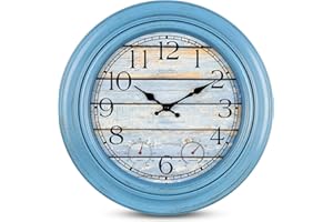 eYotto 18-Inch Large Indoor/Outdoor Waterproof Wall Clock with Thermometer & Hygrometer, Battery-Operated Silent Non-Ticking 