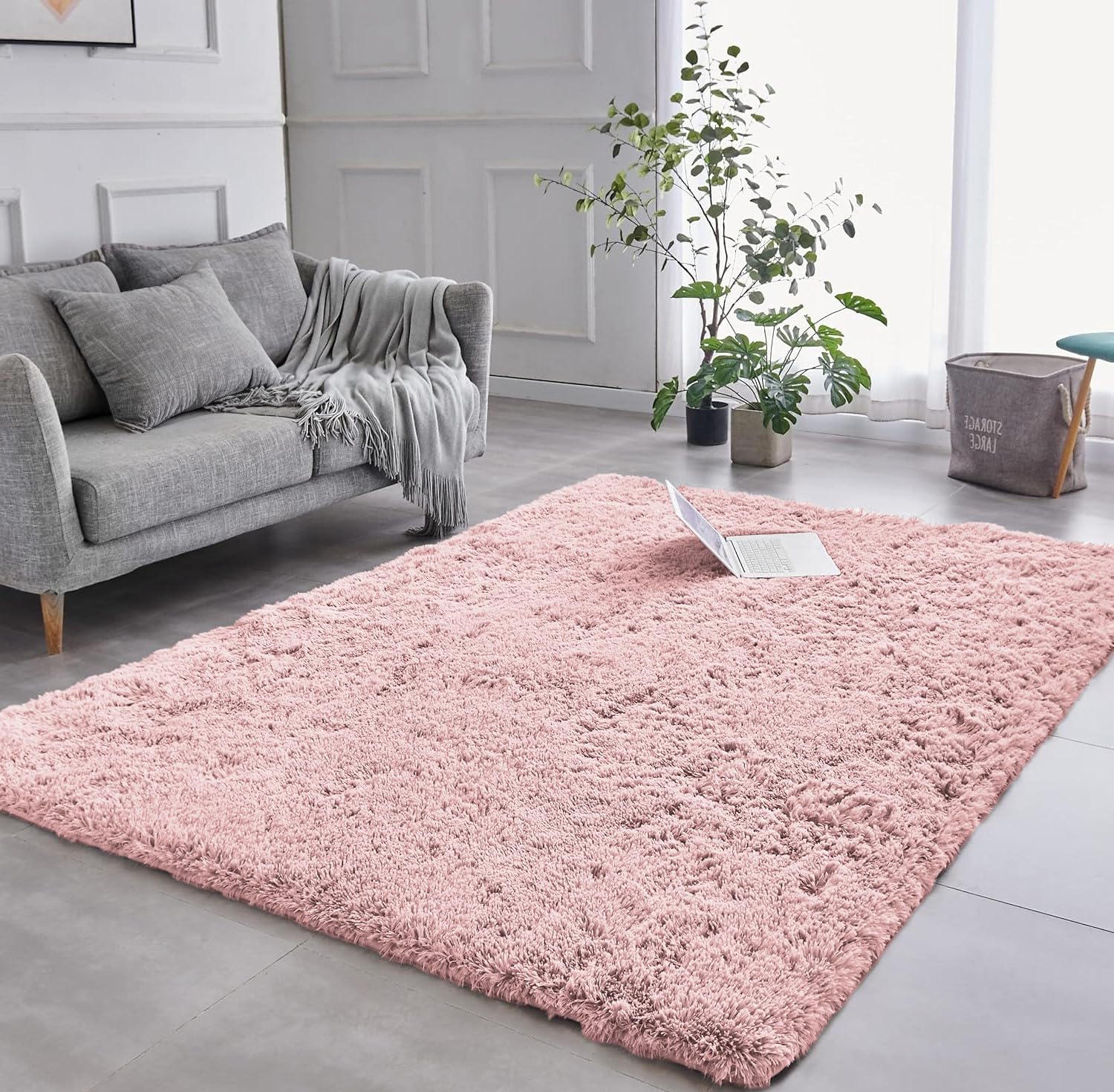 AMEHA Pink Shaggy Rug 80x150 cm Fluffy Soft Non Slip Living Room Bedroom Girls Area Rugs Carpet Non-Shedding