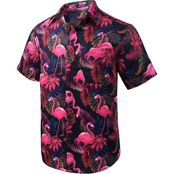 LA LEELA Men's Hawaiian Casual Shirt - Solid Color Button-Down Untucked Shirt, Rayon, Size L (Kohl-AE33)