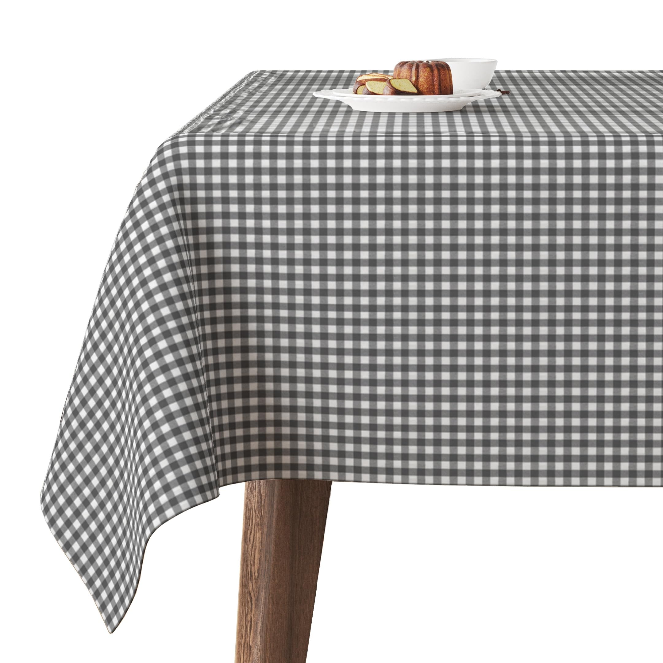 Martina Home Stain Resistant Tablecloth Made Petit Vichy Dark Grey 140 x 140 cm