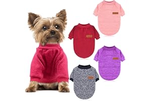 HYLYUN 4 Pieces Small Dog Sweater - Pet Dog Classic Knitwear Sweater Soft Thickening Warm Pup Dogs Shirt Winter Puppy Sweater for Dogs XXL