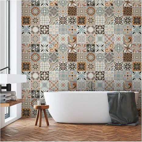 30 Stickers Adhesifs Carrelages Sticker Autocollant Carreaux De Ciment Mosaique Carrelage Mural Salle De Bain Et Cuisine Carreaux De Ciment Adhesif Mural Azulejos 15 X 15 Cm 30 Pieces Amazon Fr Cuisine Maison