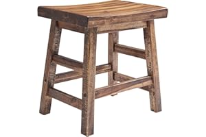 Durango 20-Inch Saddle Seat Stool – Backless Solid Wood Kitchen Stool for Dining Table, Counter, or Entryway – Rustic Farmhouse & Industrial Accent Seating by Alaterre Furniture