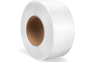 Amylove 1/2 Inch Strapping, Polypropylene (PP) Heavy Duty Poly Packaging Strapping Roll 440 Lbs Break Strength for Banding Packing Industrial Machine(9900 ft,White)