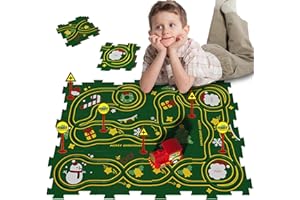 VEOOK 25PCS Puzzle Car Tracks with Vehicles,Puzzle Track Play Set for Toddlers Rail Car Building Toys Gifts for 3+ Years Kids Educational Montessori Toys
