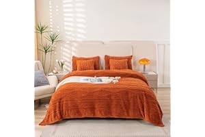 YUSOKI Sherpa Queen Size Blanket(Without Pillows)-3D Stylish Design Super Soft Blanket for Teen Girls Women Couch Bed Sofa Chair Gift(Burnt Orange,90"x90")