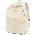School Backpack for Teens Large Corduroy Bookbag Lightweight 17 inch Laptop Bag for Girls Women Casual High School College (Corduroy-Beige)