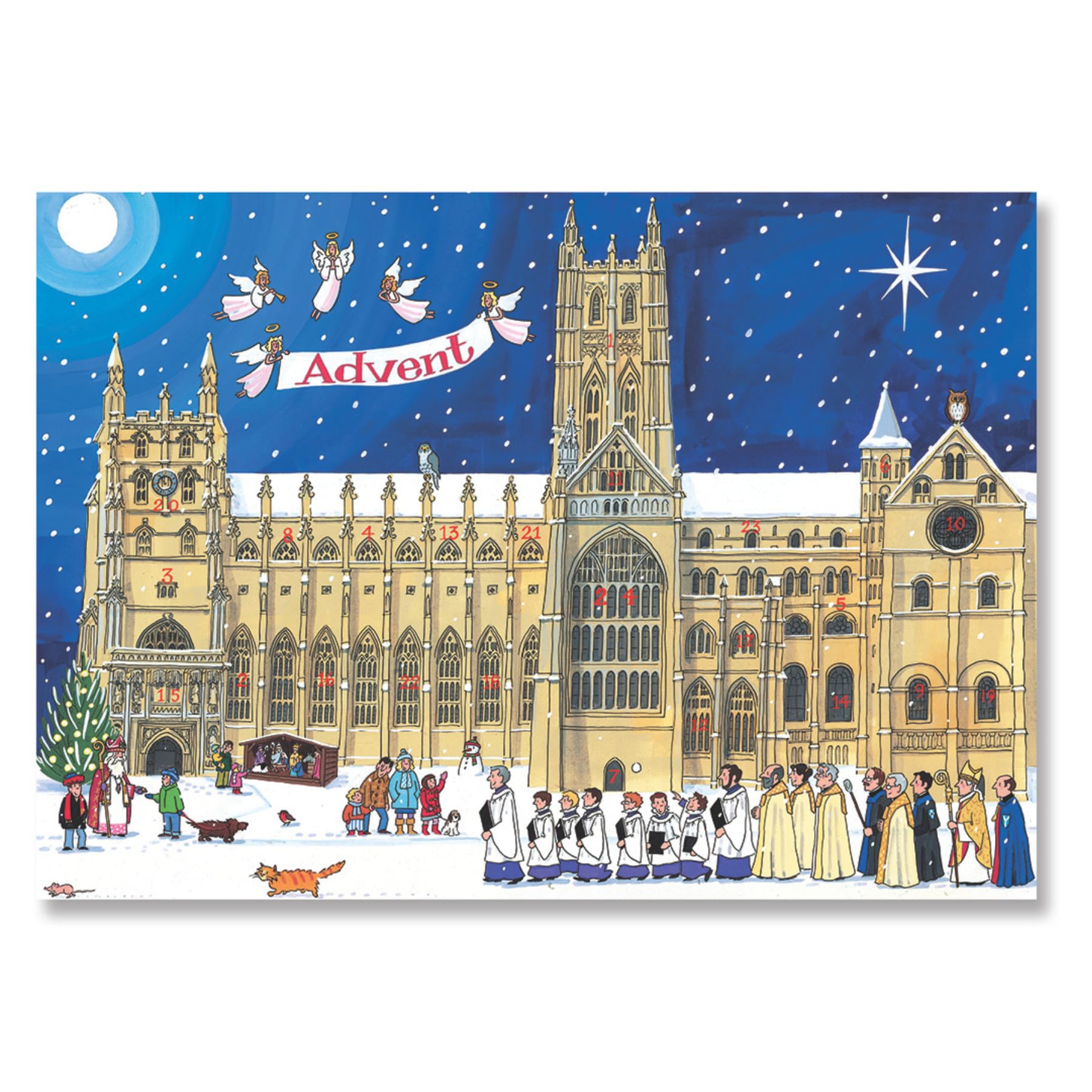 Traditional Advent Calendar - Alison Gardiner Cathedral Design - Paper Christmas Countdown Calendar - Large A3 29.7x42cm — image 1
