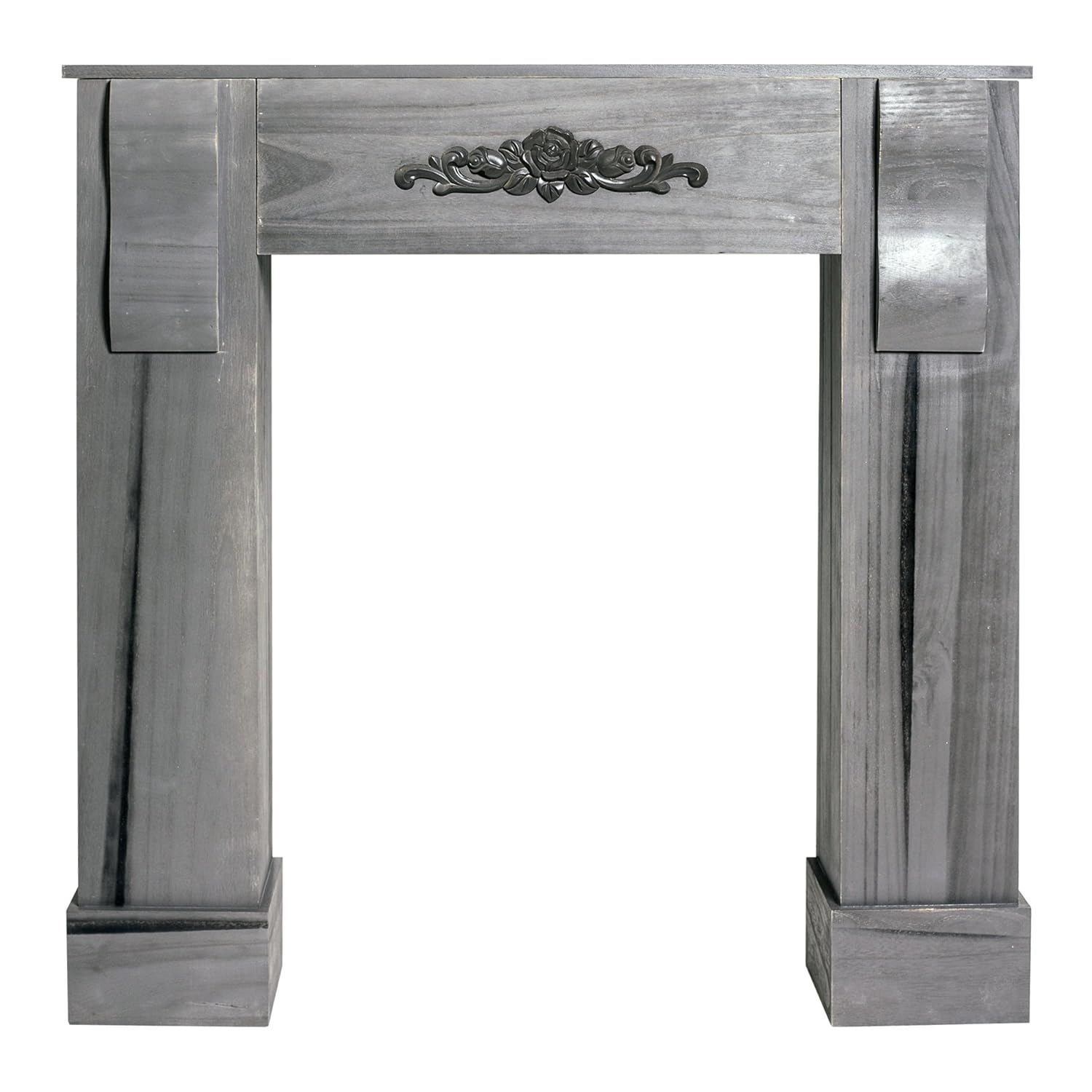 Mobili Rebecca® Marco de Chimeas falsa Chimenea de Madera Decoracíon Shabby Gris