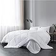 Everspread All-Season Down Alternative Comforter Duvet Insert, Soft Microfiber Blanket, Quilted Design, Machine Washable - White, Queen Size
