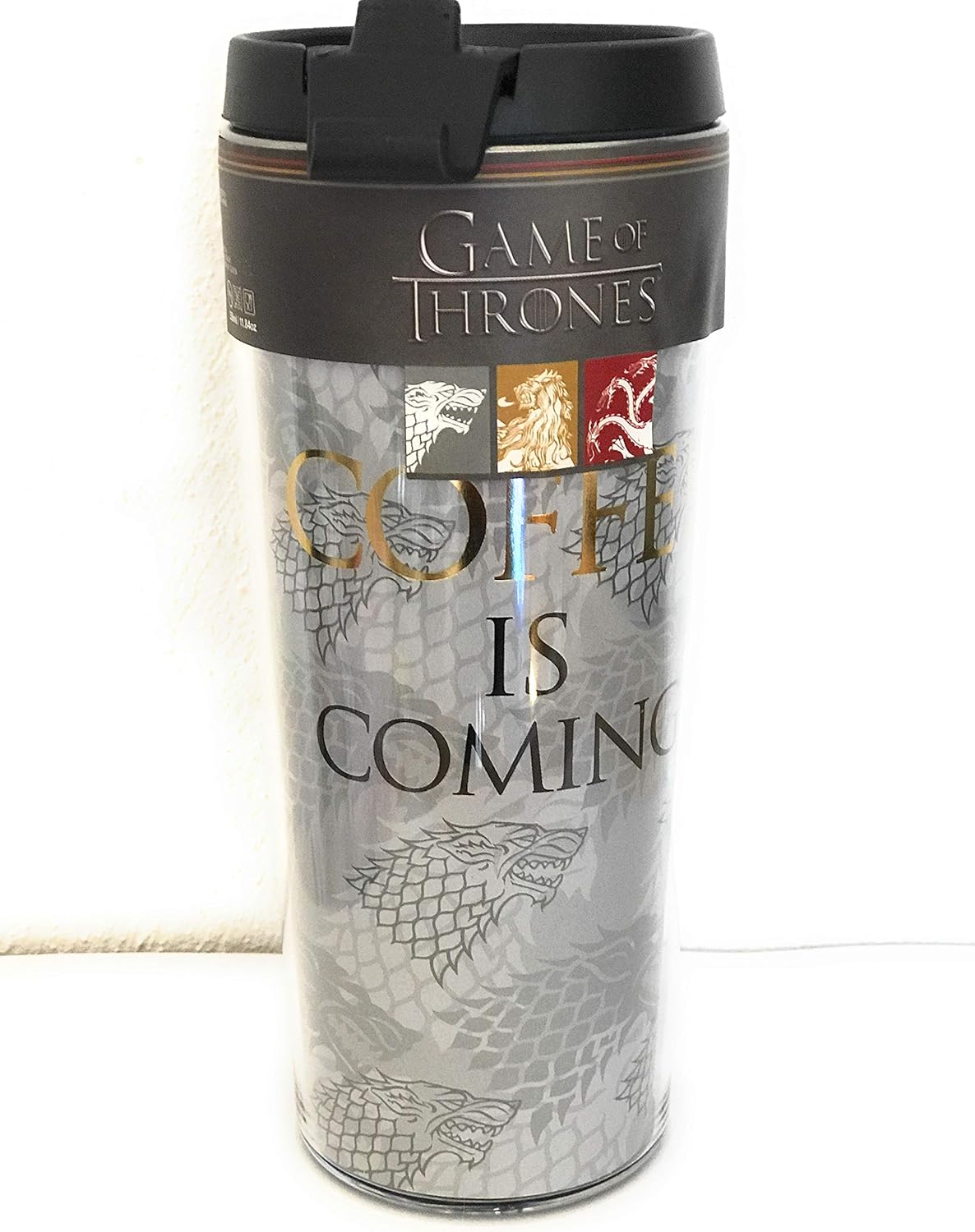 Primark Game of Thrones Coffee Tumbler Travel Cup, "Coffee is Coming