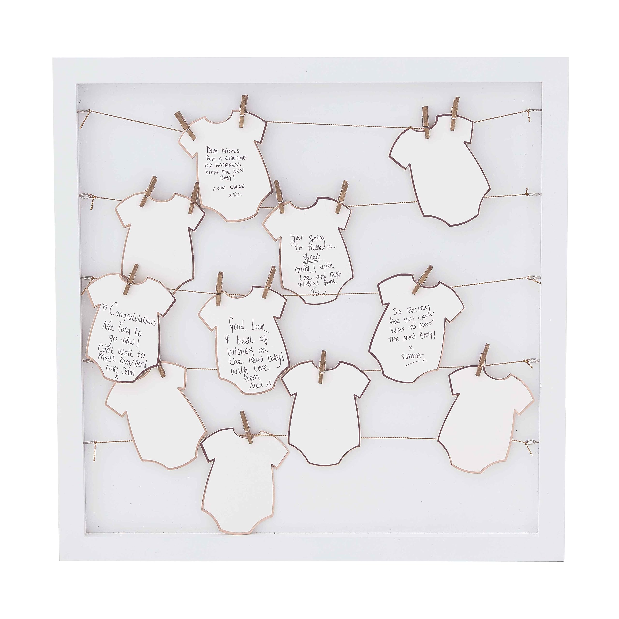 Ginger Ray White with Rose Gold Baby Grows Baby Shower Frame Guest Book Gift - Twinkle Twinkle