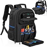 Tool Backpack for Men with Removable Tool Organizer, Black&amp;Blue | Heavy Duty Bag, Durable Water-Resistant Work Backpack for Electrician, Plumber, HVAC, Cable Repairman