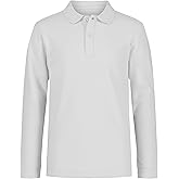 Nautica Boys School Uniform Long Sleeve Polo Shirt, Button Closure, Comfortable, Breathable Fabric