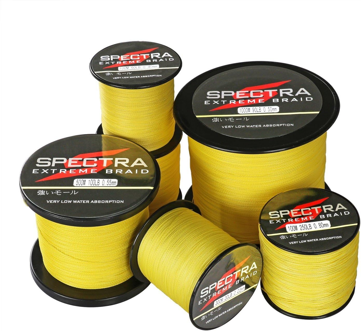 Spectra Yellow Braided Fishing Line-4 Strands Super Strong PE Fishing Wire Multifilament Fishing String Ultra Power 6LB-300LB Heavy Tensile for Saltwater & Freshwater Fishing