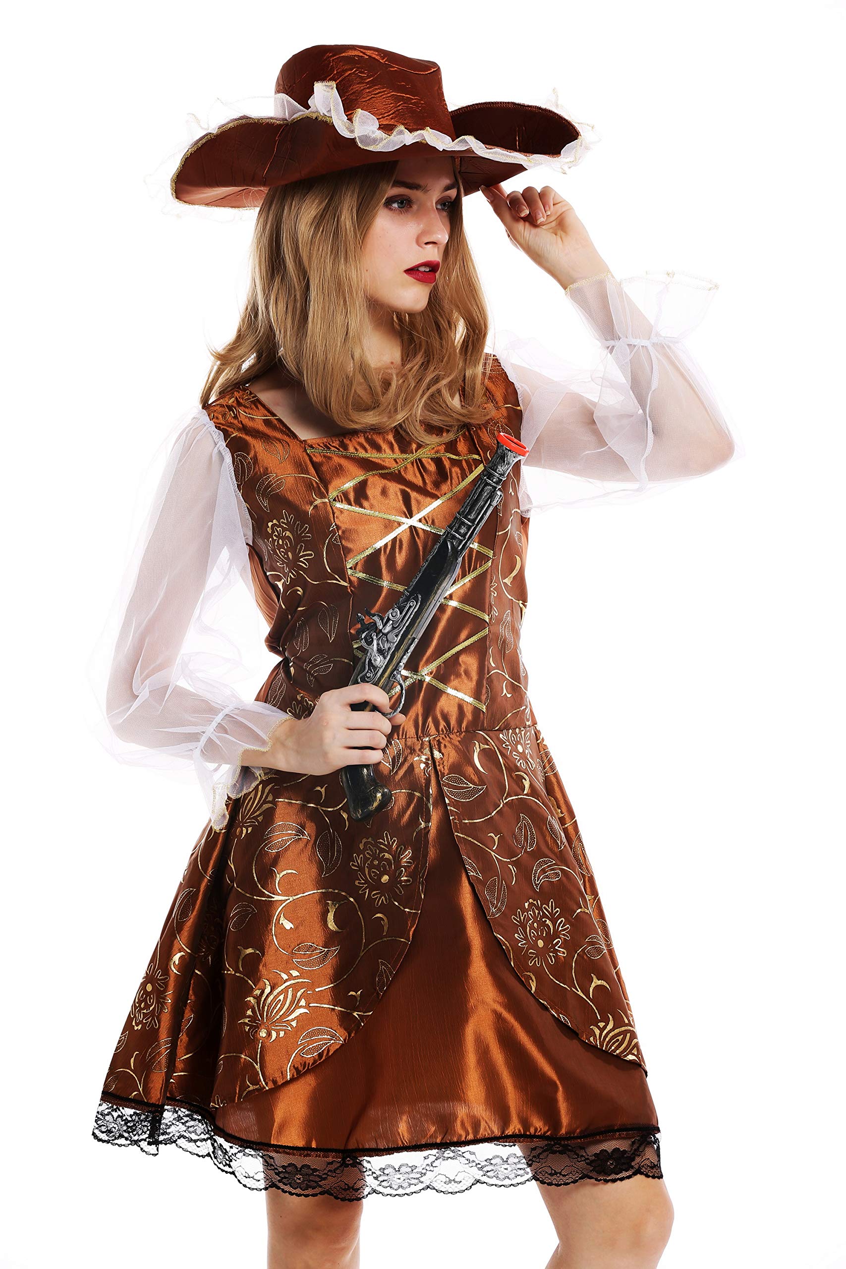 dressmeup - W-0041-M/L Lady Woman Costume Dress Hat Halloween Carnival fancy female Baroque Pirate Corsair Size M/L