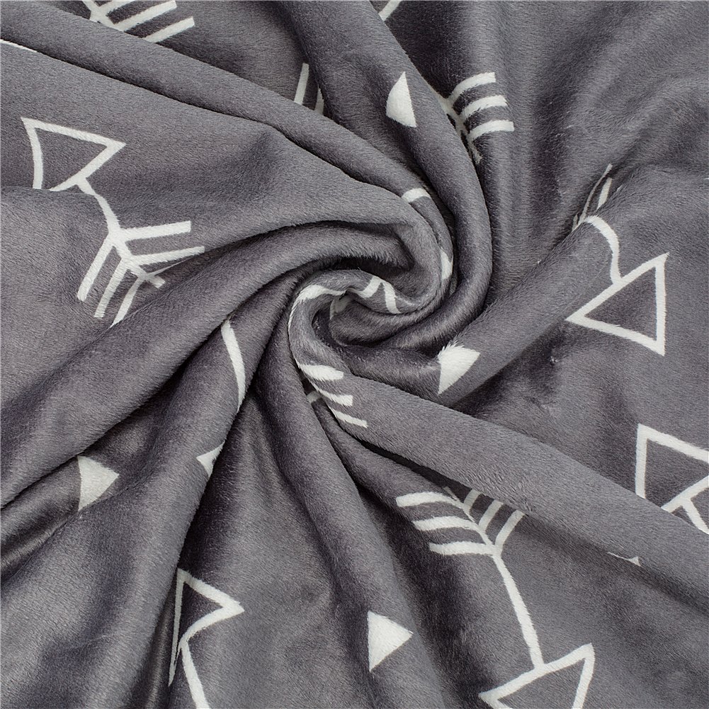 BORITAR Baby Blanket Super Soft Minky with Double Layer Dotted Backing, Little Grey Arrows Printed 30 x 40 Inch, Receiving Blankets: Baby