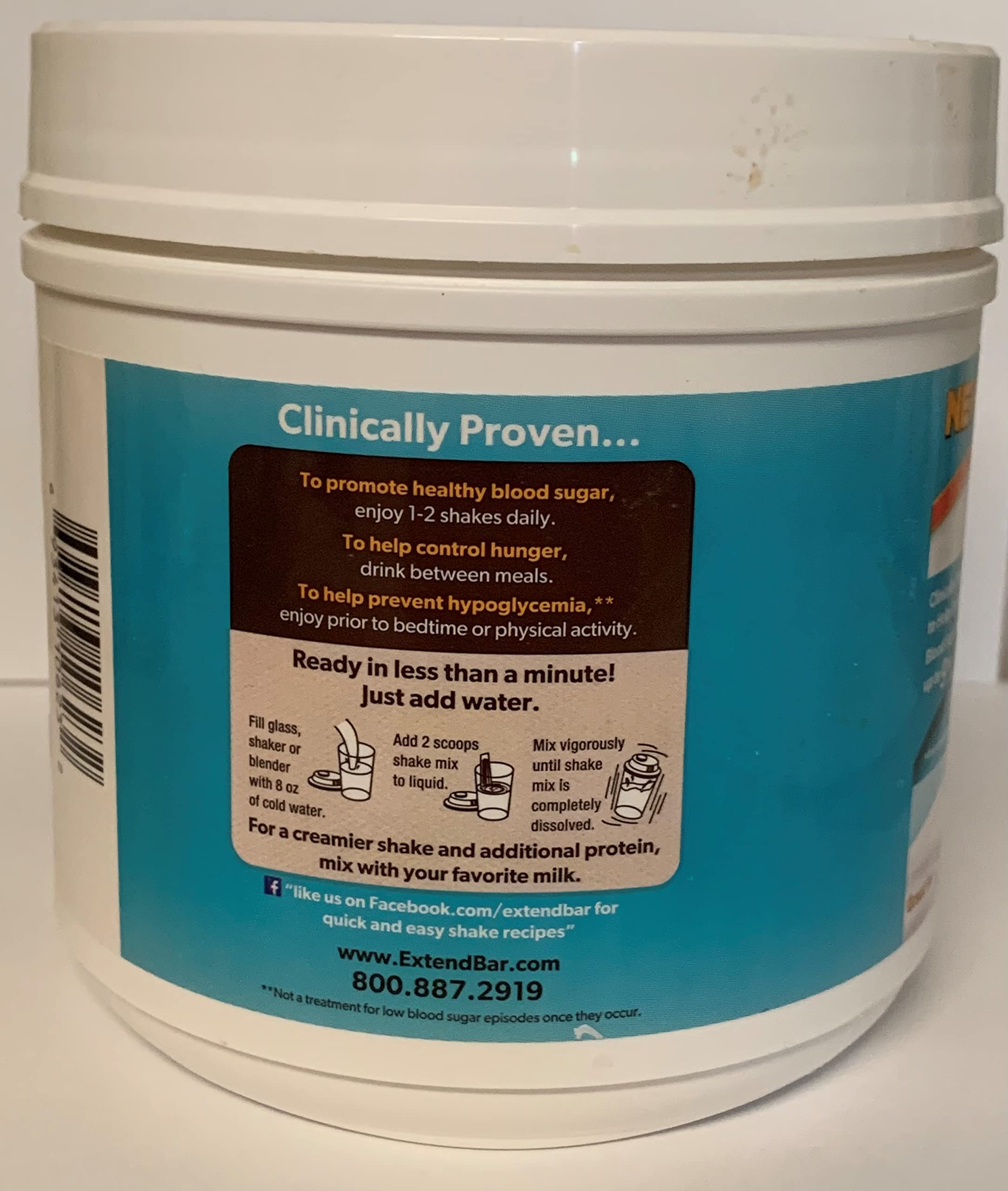Extend Shake Powder – Diabetic High Protein Nutritional Drink for Meal Replacement, Blood Sugar Management, Weight Loss, Keto Friendly, Low Sugar, Low Carb, 10g Protein, Creamy Vanilla, 15 Servings