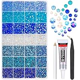qiipii 28 Types Colorful Blue Jelly Resin Rhinestones 3mm 4mm 5mm 6mm Flatback Stones Gems Diamonds Crystals for Nails Face Eyes Makeup DIY Crafts Tumblers Bottles Bedazzling Crafting Clothes Shoes