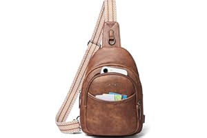 LATMAP Sling Bag For Women Crossbody Fanny Pack Backpack Travel Purse Faux Leather Over Shoulder Belt Bags Large Trendy Brown