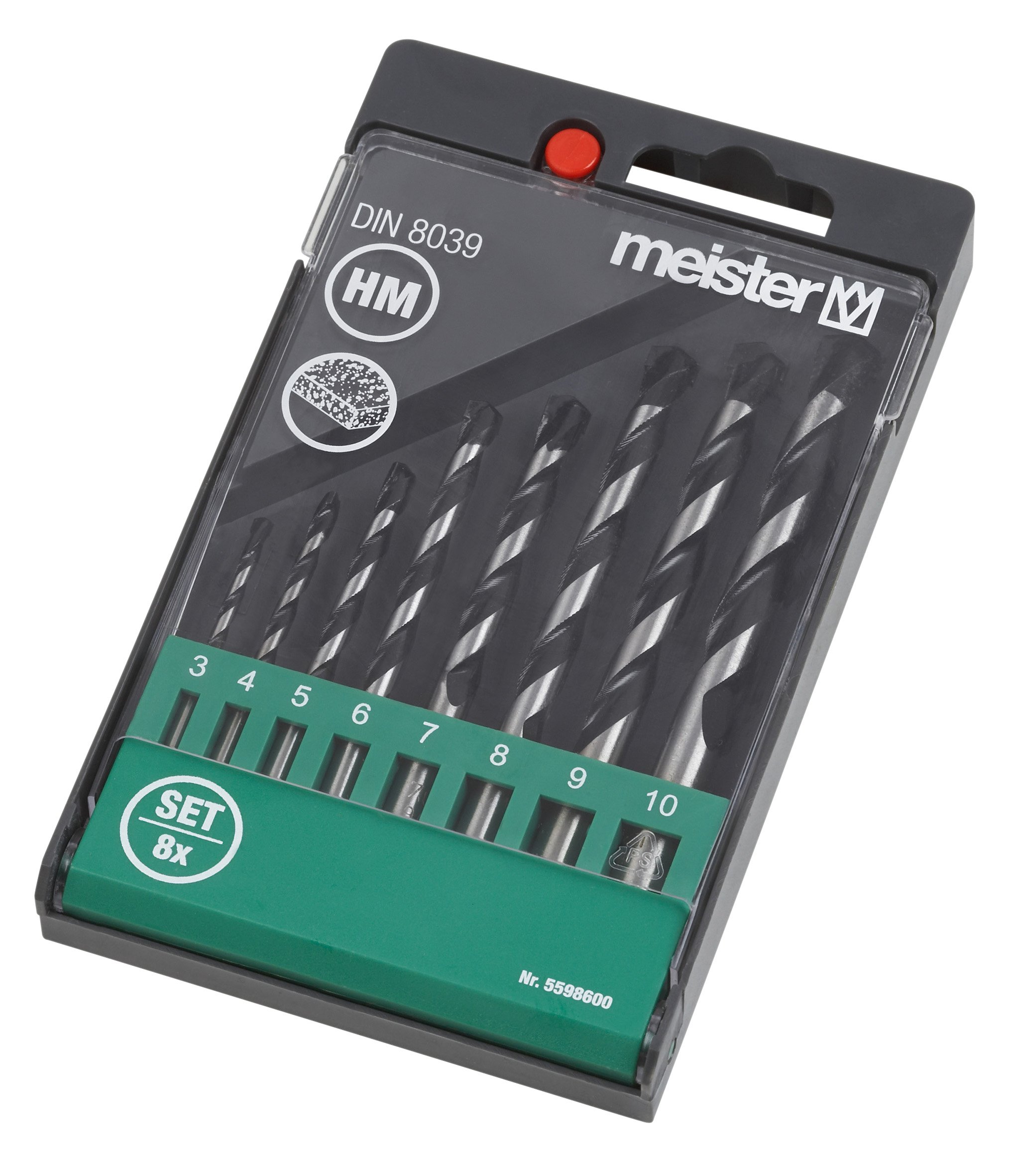 Meister 5598600 8-Piece Set of Rock Drill Bits Milled and Ground