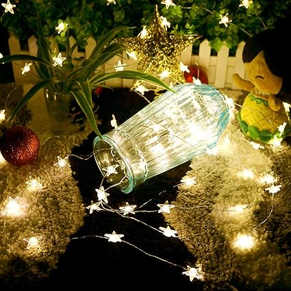 Easternstar Lichterkette Sterne 10M 100 LEDs Kupferdraht Wasserdichte Strombetrieben EU Stecker Mit 8 Modi Dekoration für inn