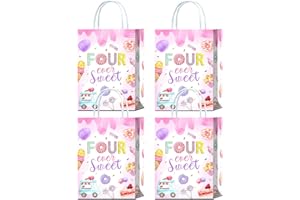 YanZonic Fourever Sweet Goodie Bags -16Pc Four Ever Sweet 4th Birthday Decorations Girl, Robust Party Favor Bags, Fourever Sw