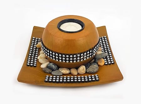 GOYAL Elegant Round Bowl with a Tray TeaLight Holder, Candle Holder - for Diwali/dussherra/ Festive Season- 2 hrs Burning