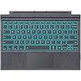 MoKo Microsoft Surface Pro 7/Pro 6/Surface Pro 5 (Pro 2017)/Pro 4/Pro 3 Type Cover, Ultra-Slim Wireless Bluetooth Keyboard with Trackpad, 7-Color LED Backlit, Built-in Rechargeable Battery, Gray