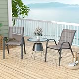 TANGZON Garden Chairs Set of 2 4 Stackable Outdoor Armchairs Grey view 6
